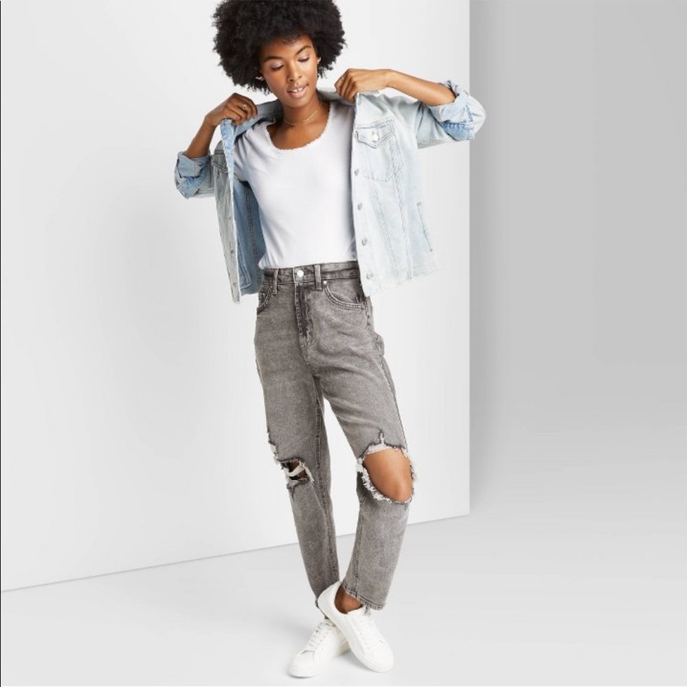Wild Fable Super high-rise distressed mom tapered jeans